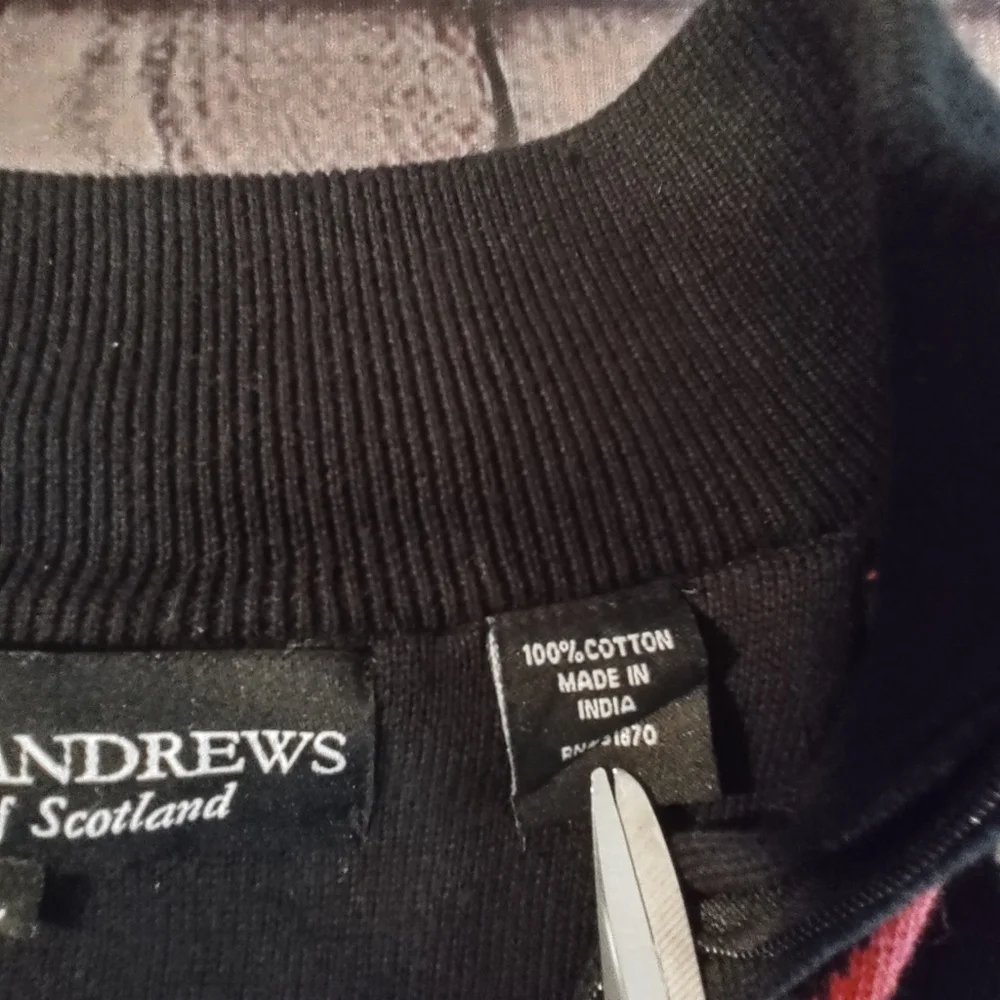 St Andrews Golf Vintage Scotland Sweater Vest  Large Diamond Pattern Navy Pink